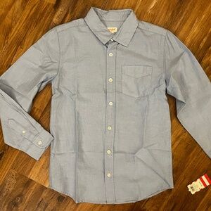 NWT NEW Cat & Jack Boy's Long Sleeve Light Blue Dress Button Up Shirt Size L 12/
